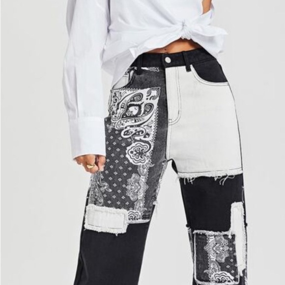 SHEIN Ez-Wear Paisley Patchwork Denim NWOT - Picture 6 of 17